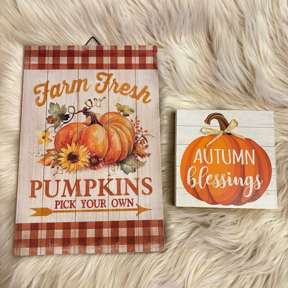 Rustic Wall Art Set Fall Wall frame decor Autumn blessings Farm Fresh pumpkin